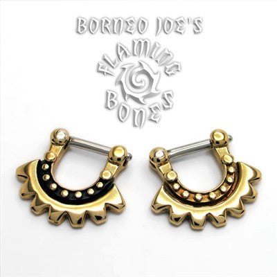 Brass Septum Klikr with Surgical Steel Post - Gear