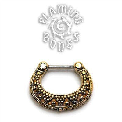 Brass Septum Klikr with Surgical Steel Post - Luna