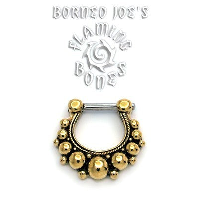 Brass Plated Septum Klikr with Surgical Steel Post - Saphira