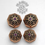 Bronze Jeweled Lotus Ear Weight with Inlayed Accent