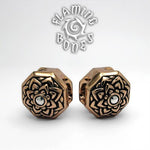 Bronze Jeweled Lotus Ear Weight with Inlayed Accent