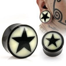 Bullhorn Saddle Flare Organic Plug with Bone Star Inlay