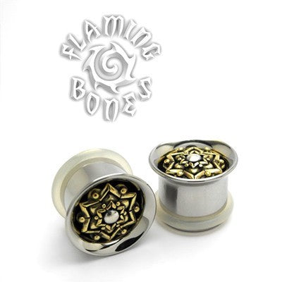 Chandi Mandala Rubber Eyelet Insert - Brass with Silver Accent