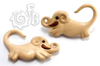 Coffee Wood Elephant Hangers