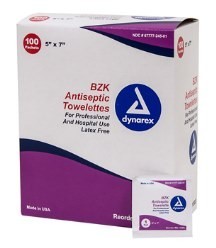Dynarex BZK Antiseptic Towelettes - Box of 100