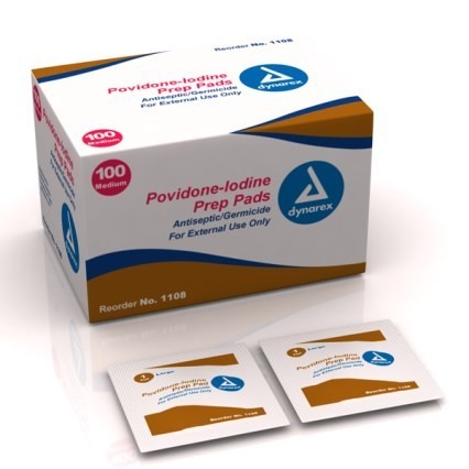 Dynarex Povidone Iodine Wipes - Box of 100