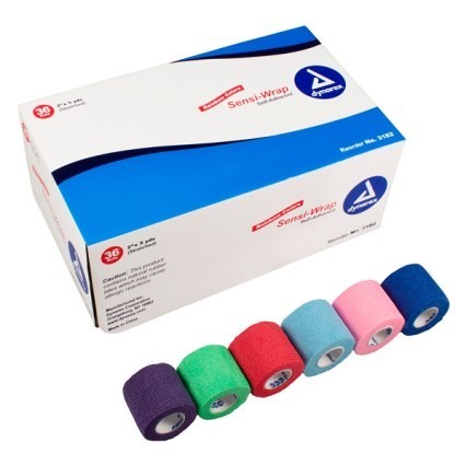 Case of 36 Dynarex Sensi-Wrap Bandage Rolls - 2" x 5yds - Assorted Colors