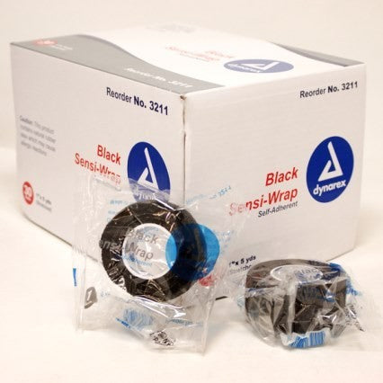 Case of 30 Dynarex Sensi-Wrap Bandage Rolls - 1" x 5yds - Black