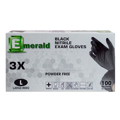 Emerald 3X Black Nitrile Gloves - 3 Mil