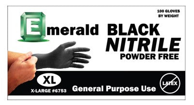 Emerald Powder Free General Purpose Black Nitrile Gloves - 3M
