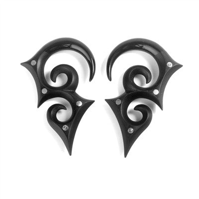 Flat Black Horn Hanger with Silver Inlay Accents