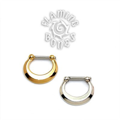 Gold Plated Septum Klikr with Surgical Steel Post - Beveled Crescent