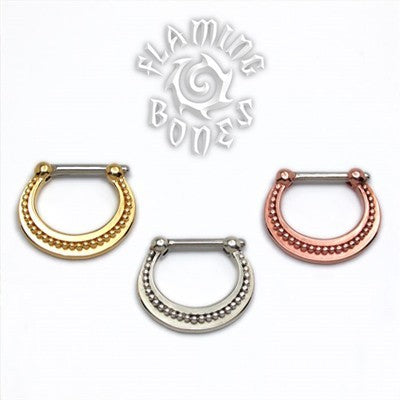 Gold Plated Sterling Silver Septum Klikr with Surgical Steel Post - Filigree Crescent