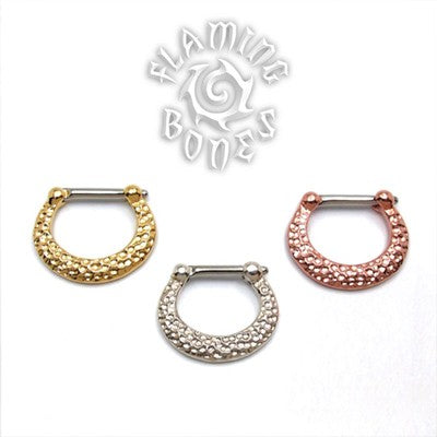 Gold Plated Sterling Silver Septum Klikr with Surgical Steel Post - Textured Crescent