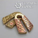Hand Forged Brass Hex Magic 1 Ear Weights with  Shaku-do Pattern