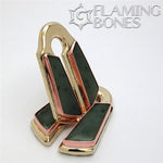 Hand Forged Brass Raspberry Jade Ear Weights Set In Shaku-do