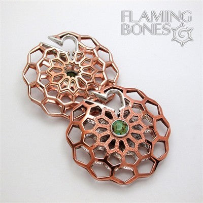 Hex-Dala Lattice Ear Weights in Mixed Metals with Gem Accent - Style 2