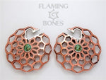 Hex-Dala Lattice Ear Weights in Mixed Metals with Gem Accent - Style 2