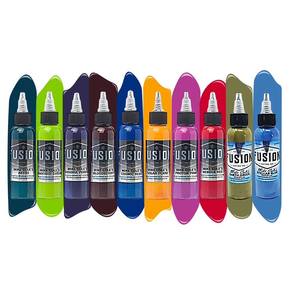 Mike Cole 10-Color Palette Signature Set - Fusion Tattoo Ink - 1oz