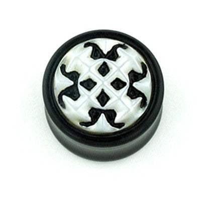 Irian Intersection in Black Water Buffalo Horn with White Mother-of-Pearl