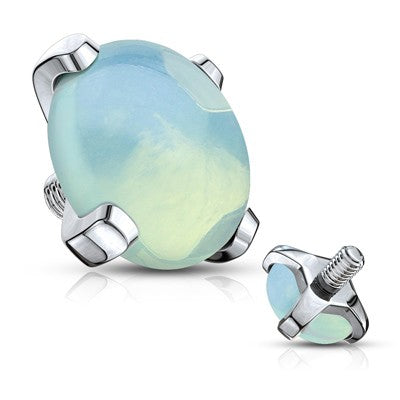 14g Steel Internally Threaded Round Semi Precious Stone Prong Set Dermal Tops