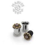 0g Jeweled Lotus Rubber Eyelet Insert - Brass