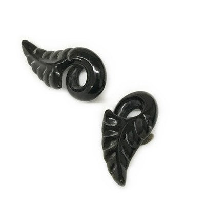 4g Jungle Leaf Loops in Black Water Buffalo Horn