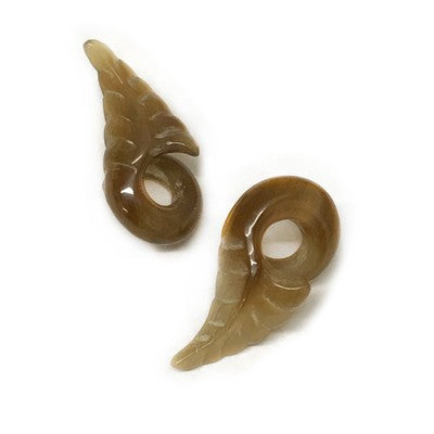 4g Jungle Leaf Loops in Tortoise Water Buffalo Horn