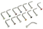 L-Bend Jeweled Nostril Stud