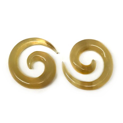 Large Long Spirals in Golden Water Buffalo Horn