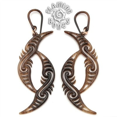 Lunar Transition Tortoise Shell Water Buffalo Horn Ear Dangles