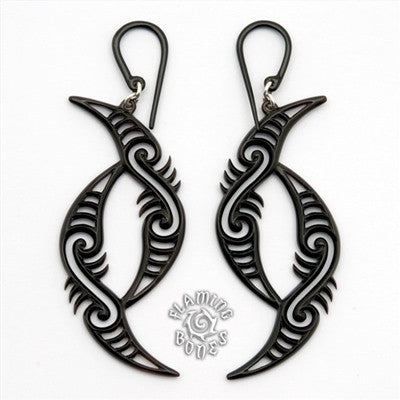 Lunar Transition Black Water Buffalo Horn Ear Dangles