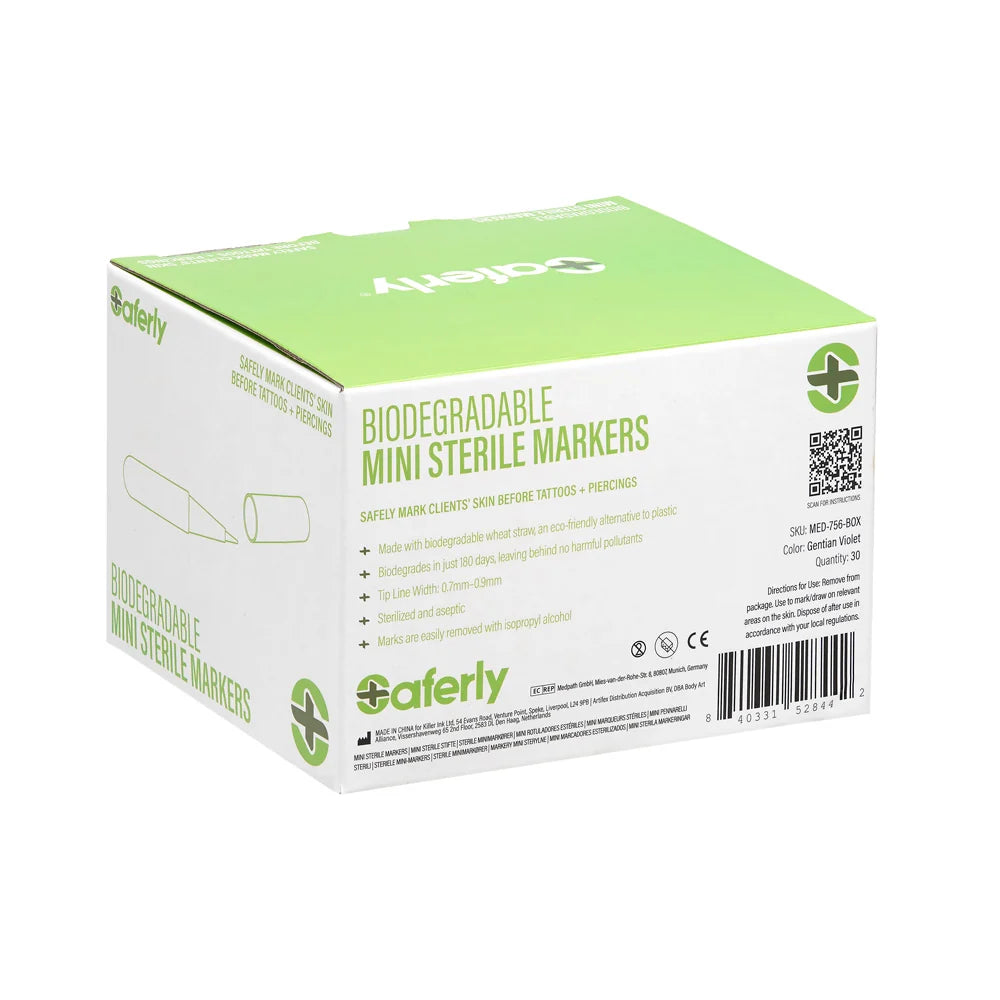 Saferly Sterile Biodegradable Mini Markers - Box of 30