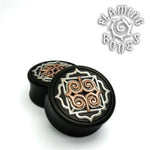Mixed Metal Organic Black Dogwood Plugs - Silver & Shaku-Do - Ainu-Mandala