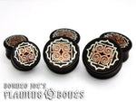 Mixed Metal Organic Black Dogwood Plugs - Silver & Shaku-Do - Ainu-Mandala