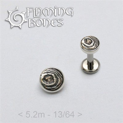 5mm Mokume-Gane Wood Grained Metal - Flat Threaded End in Sterling Silver