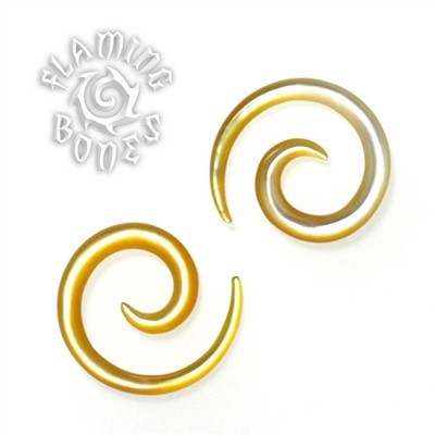 Large Diameter Mother of Pearl Spirals in Golden