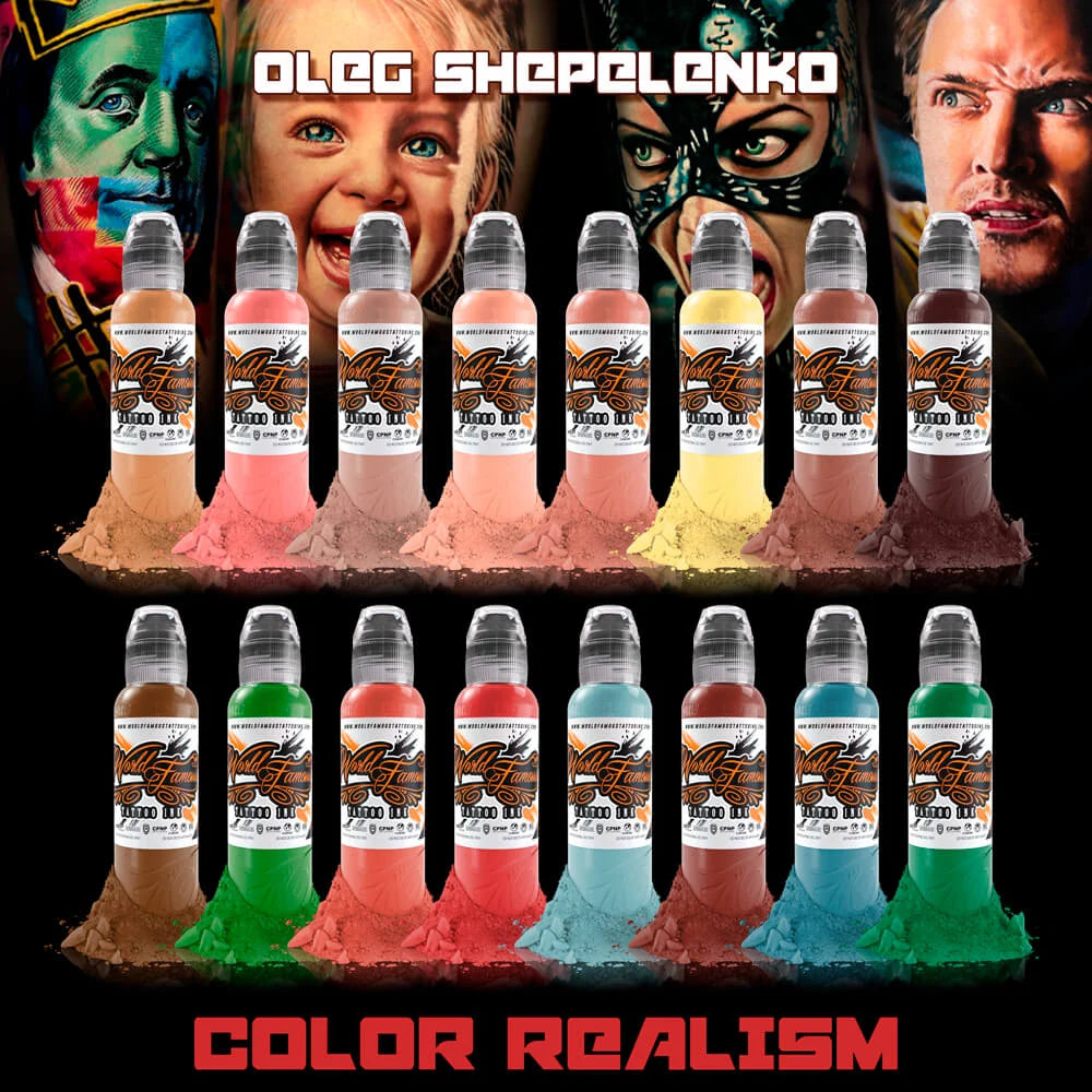 World Famous Tattoo Ink - Oleg Shepelenko Realism Color - 16 Bottles