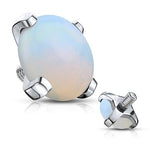 14g Steel Internally Threaded Round Semi Precious Stone Prong Set Dermal Tops
