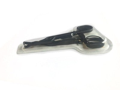P-Clamp Box of 30 Disposable Black Plastic Piercing Forceps - Pre-Sterile Pennington - Open Triangle