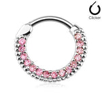 16g 3/8" Round Bar 14k Gold Plated Surgical Steel Jeweled Septum / Cartilage Clicker