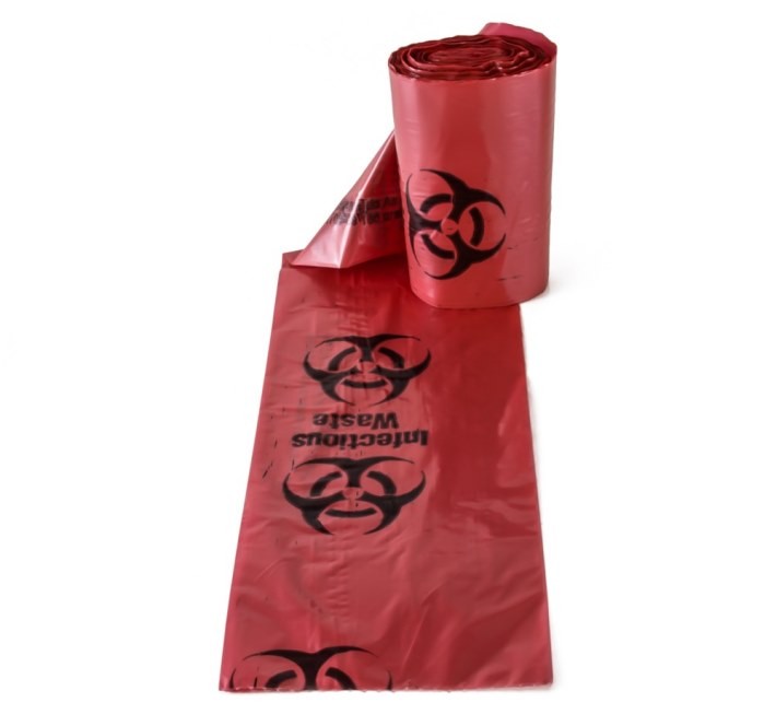 10 Gallon Red Biohazard Bags - Roll of 100