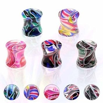 Saddle Flare Marble Swirl Acrylic Plugs
