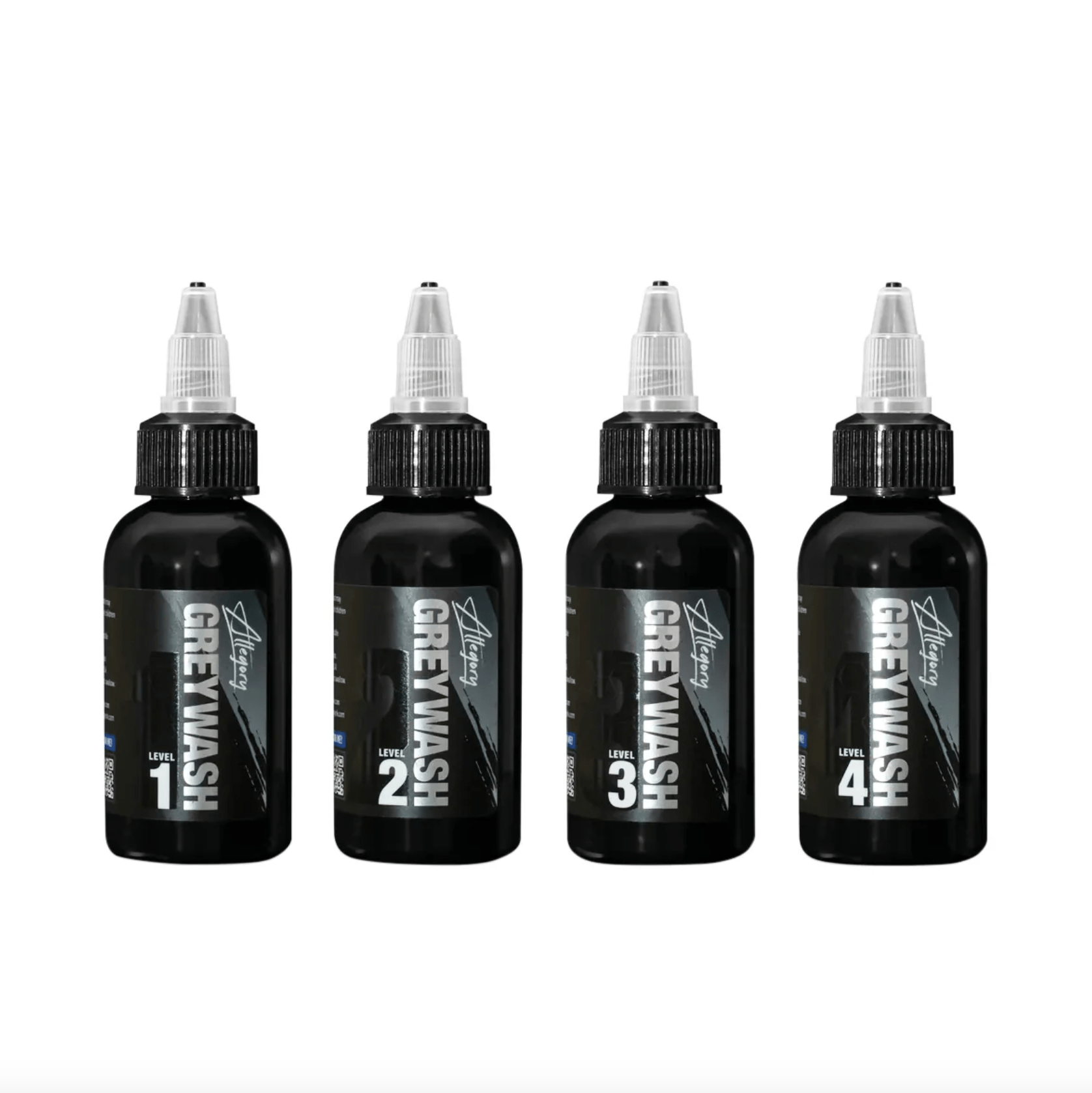 Greywash Set of 4 — Allegory Premium Tattoo Ink — 4oz