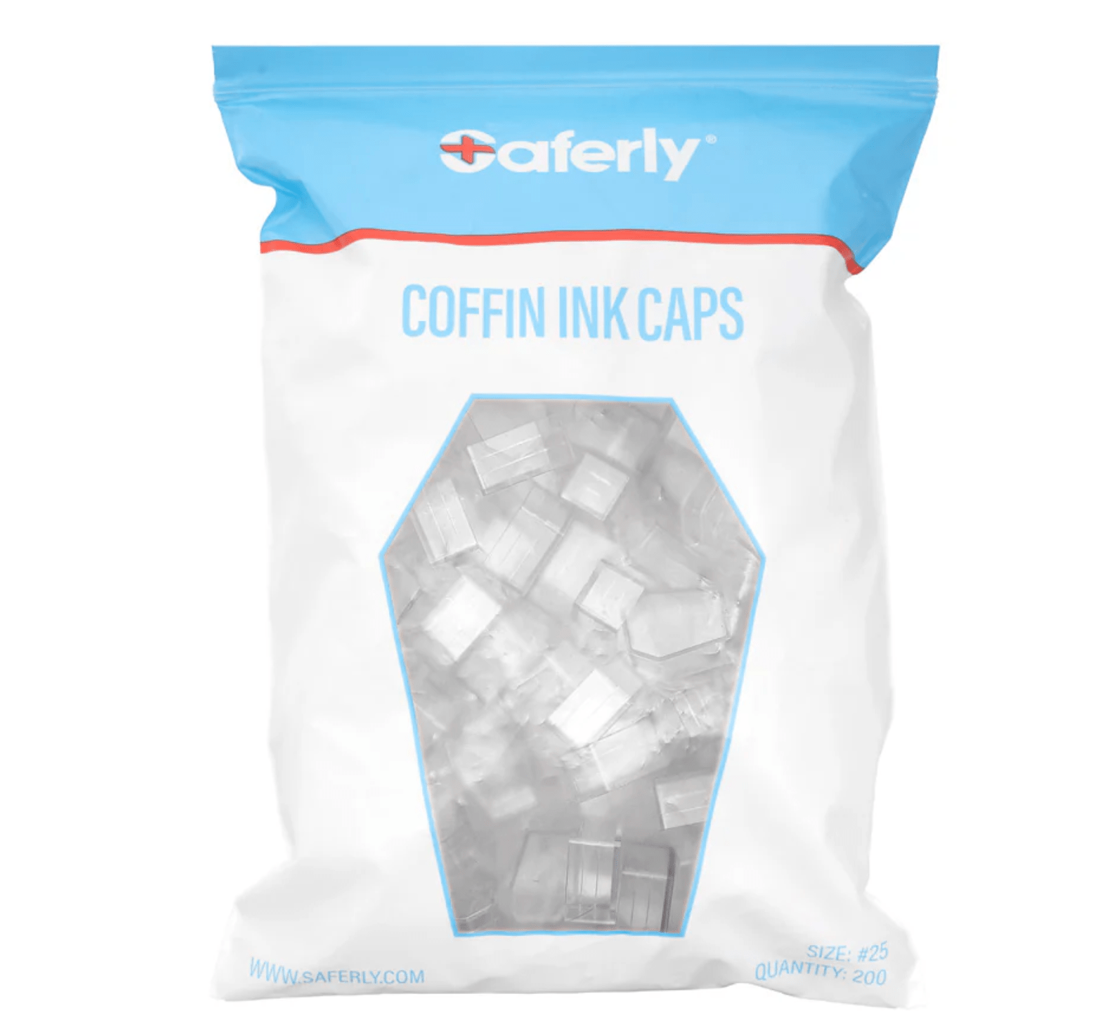 Saferly Coffin Ink Caps — #25 — Bag of 200 — Pick Color