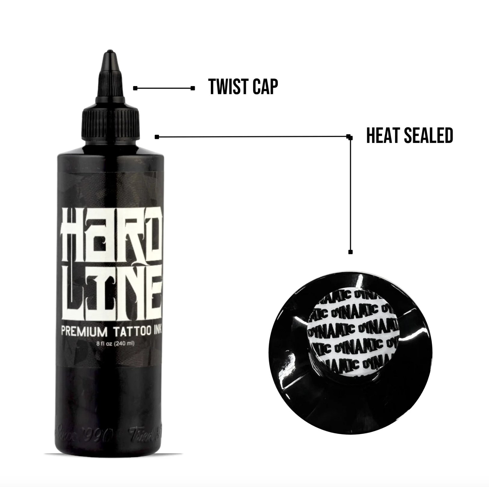 Dynamic Black Hardline Tattoo Ink — 8oz Bottle
