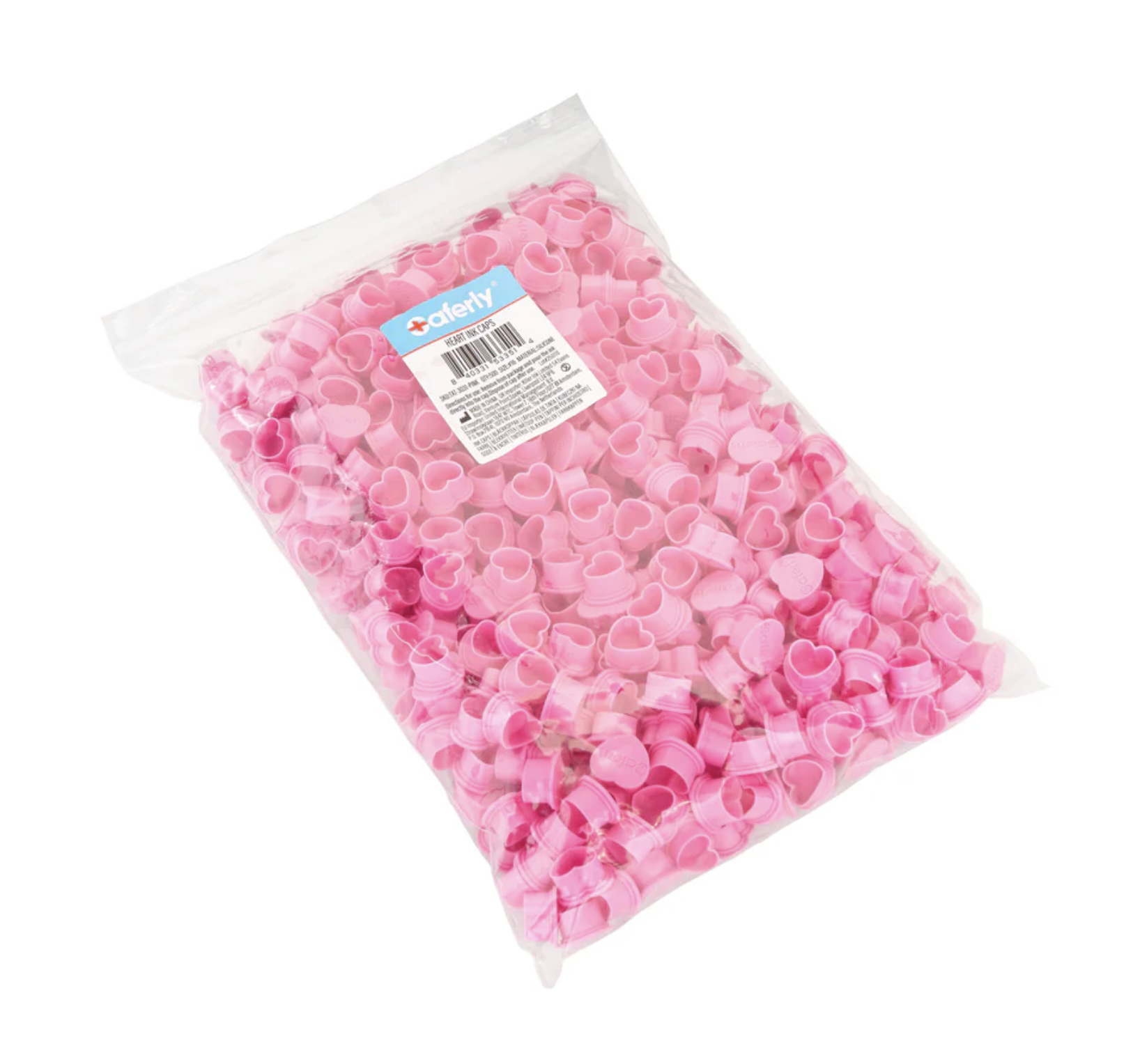 Saferly Heart Silicone Ink Cap — Pick Color — Bag of 500 Size #16
