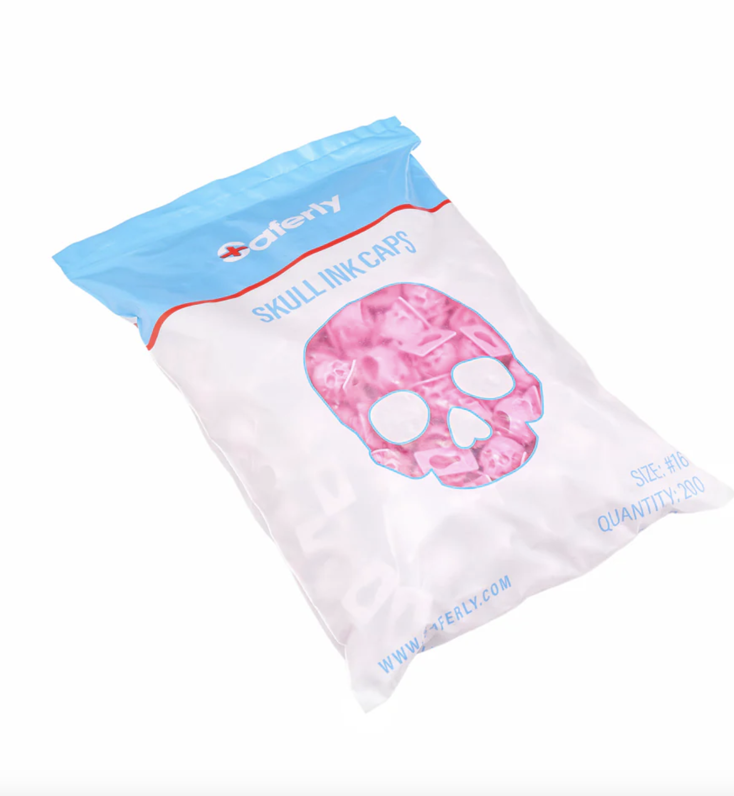 Saferly Skull Silicone Ink Caps —Size #16 — Bag of 200 — Pick Color
