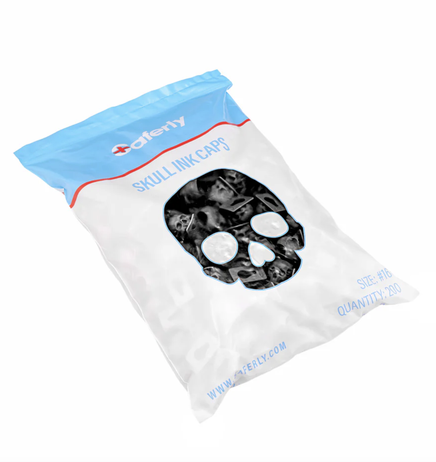 Saferly Skull Silicone Ink Caps —Size #16 — Bag of 200 — Pick Color