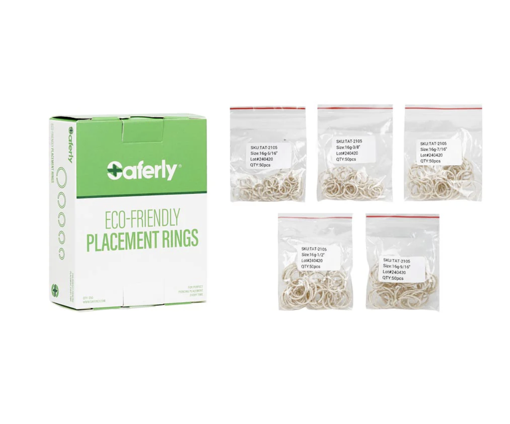 Saferly Biodegradable Placement Rings — Box of 250